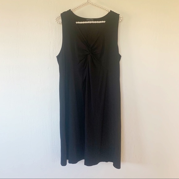Eileen Fisher Twist Front Black Dress - Picture 2 of 6
